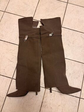 Women’s Brown Over the Knee-High Pointed Toe Stiletto Boots
